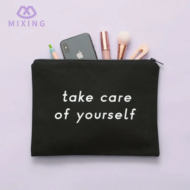 Kosmetiktasche aus schwarzer Baumwolle